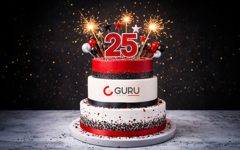 guru labels 25th anniversary cake celebratio blog image