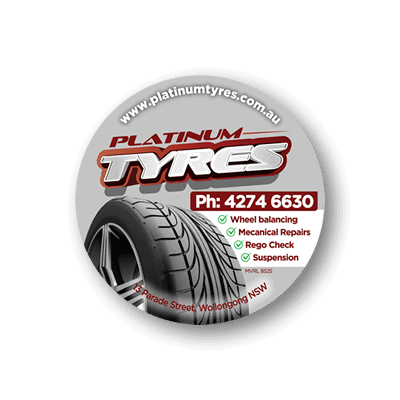 Platinum Tyres Circle Bumper Stickers